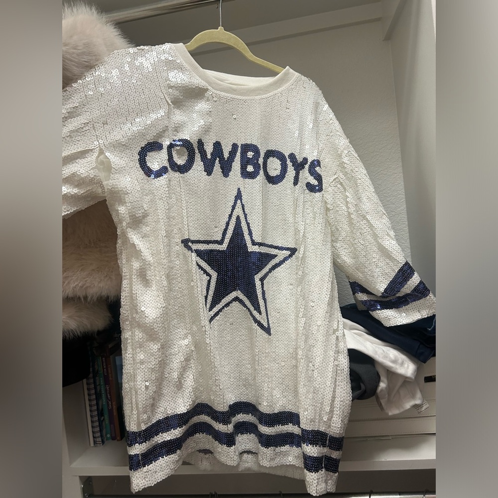 White sequin Dallas Cowboys dress tunic